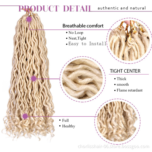 Hot Sale Curly Faux Locs Crochet Hair Deep Wave Braiding Hair With Curly Ends Crochet Goddess Locs Synthetic Braids For Woman